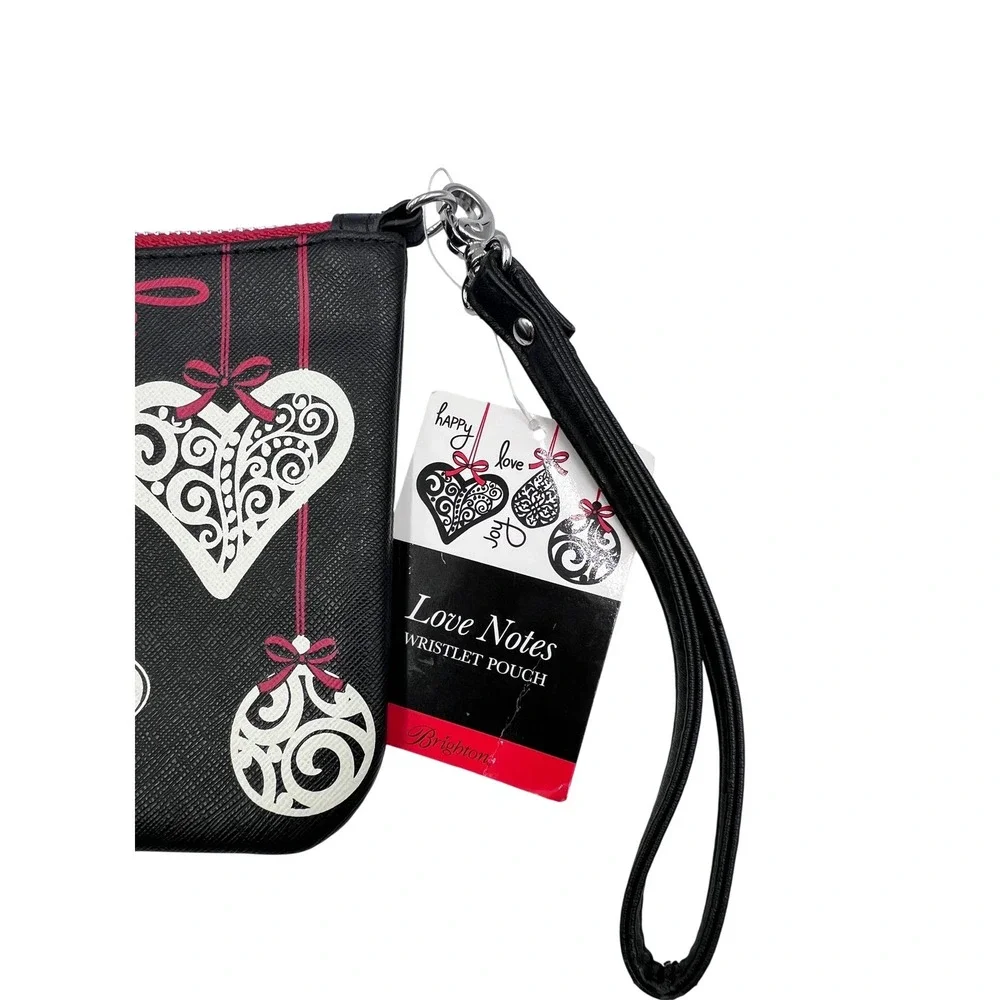 Brighton Wristlet Pouch NEW‎ Small Black New Love Notes Holiday Ornament Art